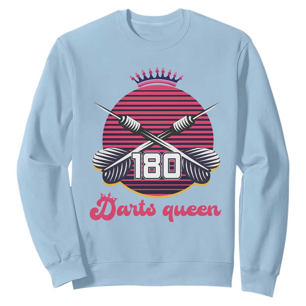 Darts Queen 180 Max Score Sweatshirt Funny Bullseye Shooter Gift TS12 Light Blue Print Your Wear