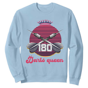 Darts Queen 180 Max Score Sweatshirt Funny Bullseye Shooter Gift TS12 Light Blue Print Your Wear