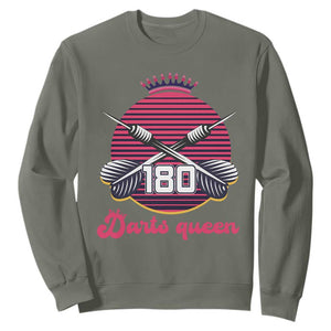 Darts Queen 180 Max Score Sweatshirt Funny Bullseye Shooter Gift TS12 Military Green Print Your Wear