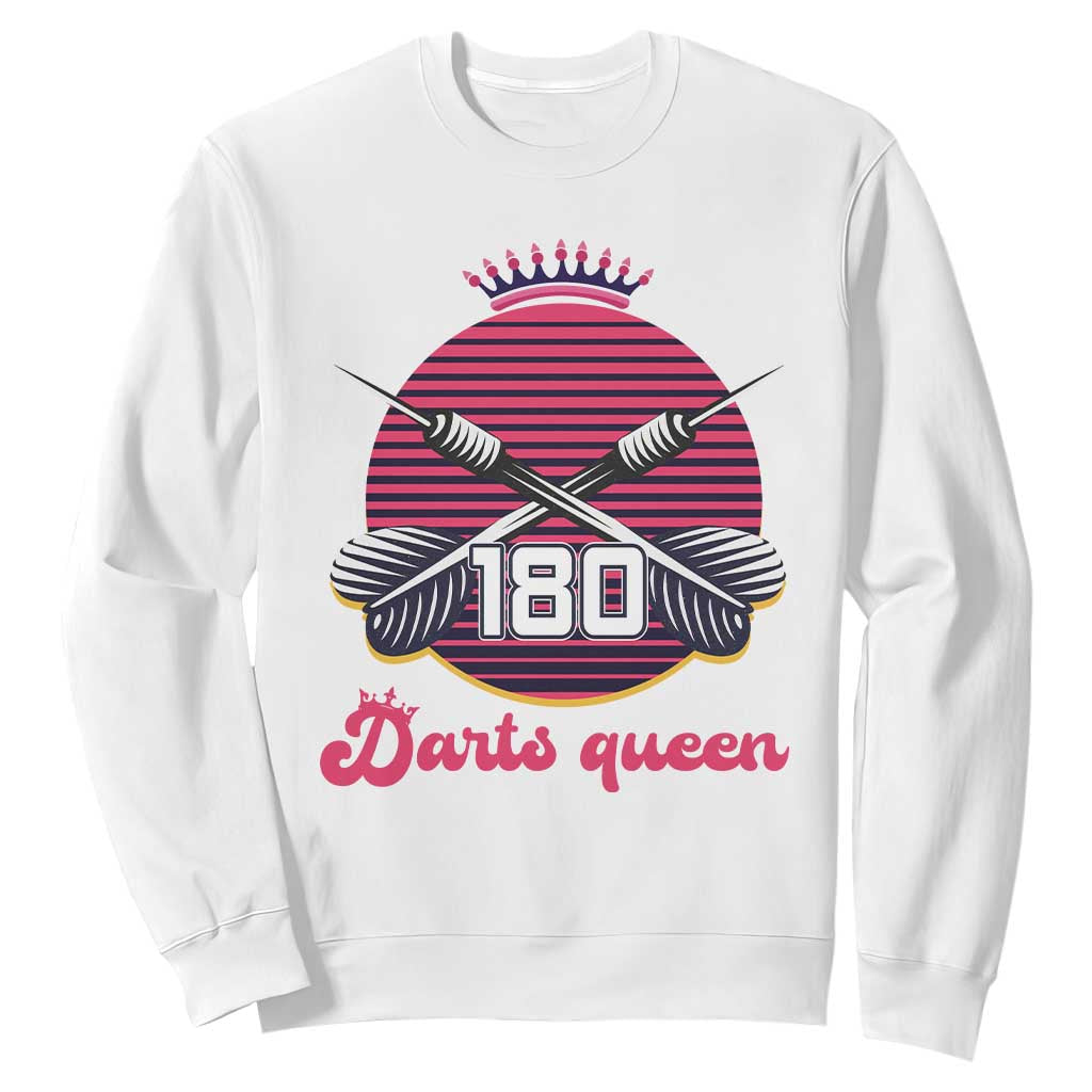 Darts Queen 180 Max Score Sweatshirt Funny Bullseye Shooter Gift TS12 White Print Your Wear