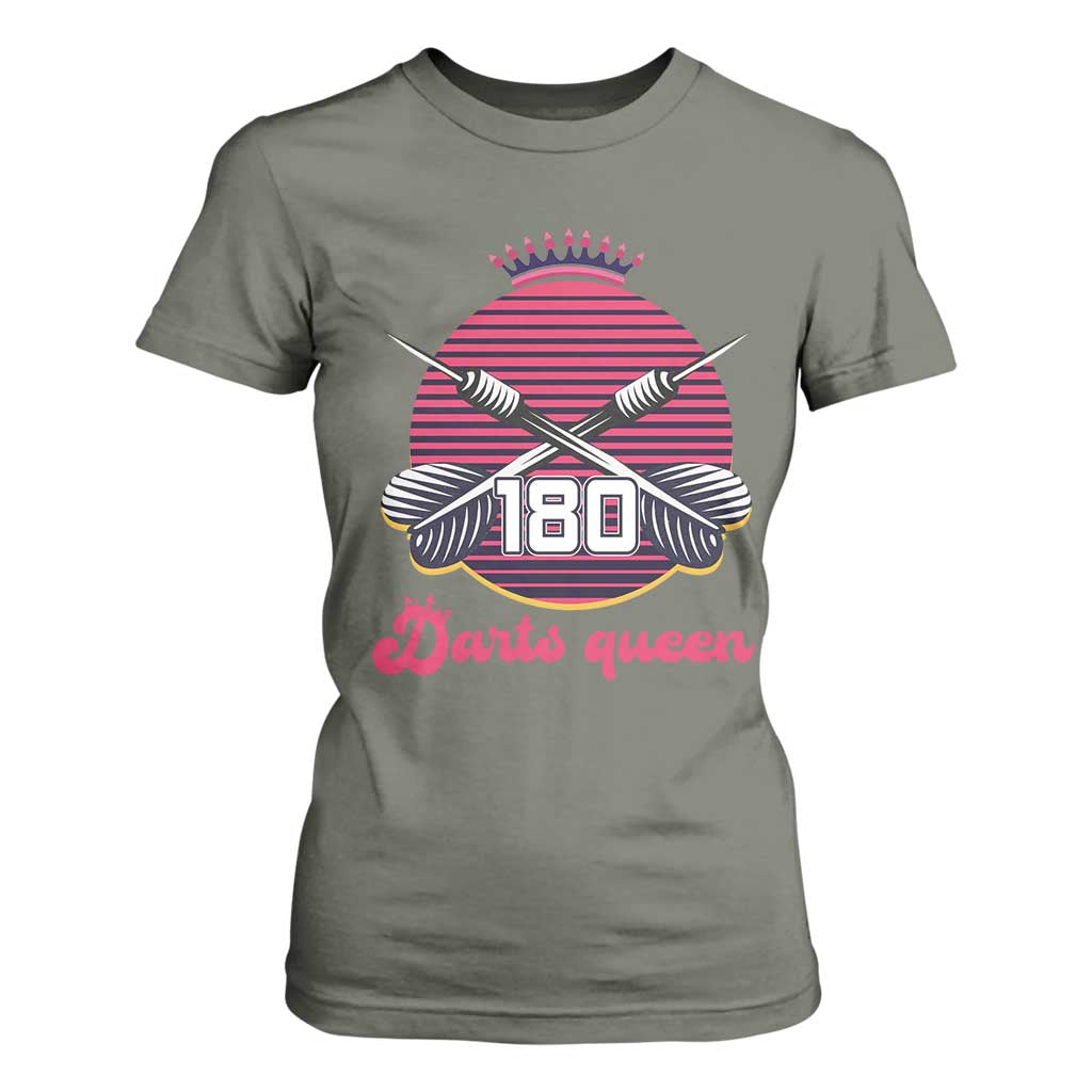 Darts Queen 180 Max Score T Shirt For Women Funny Bullseye Shooter Gift TS12 Military Green Print Your Wear
