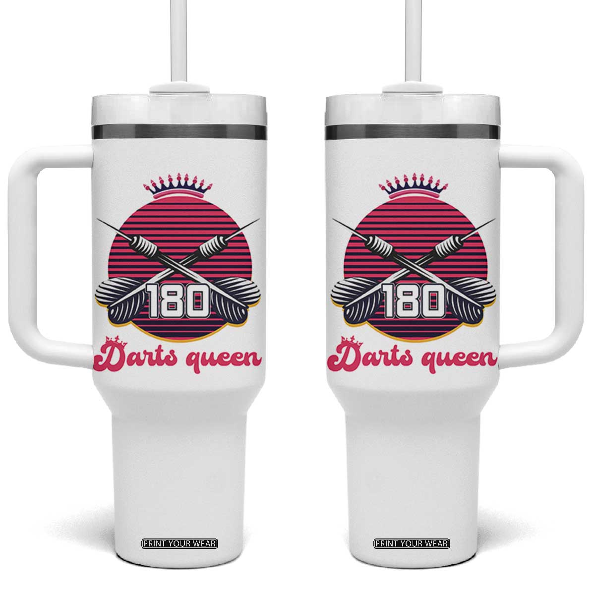 Darts Queen 180 Max Score Tumbler With Handle Funny Bullseye Shooter Gift TS12 One Size: 40 oz White Print Your Wear