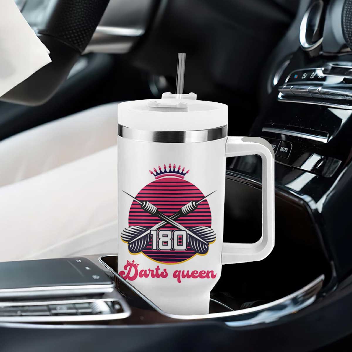 Darts Queen 180 Max Score Tumbler With Handle Funny Bullseye Shooter Gift TS12 Print Your Wear
