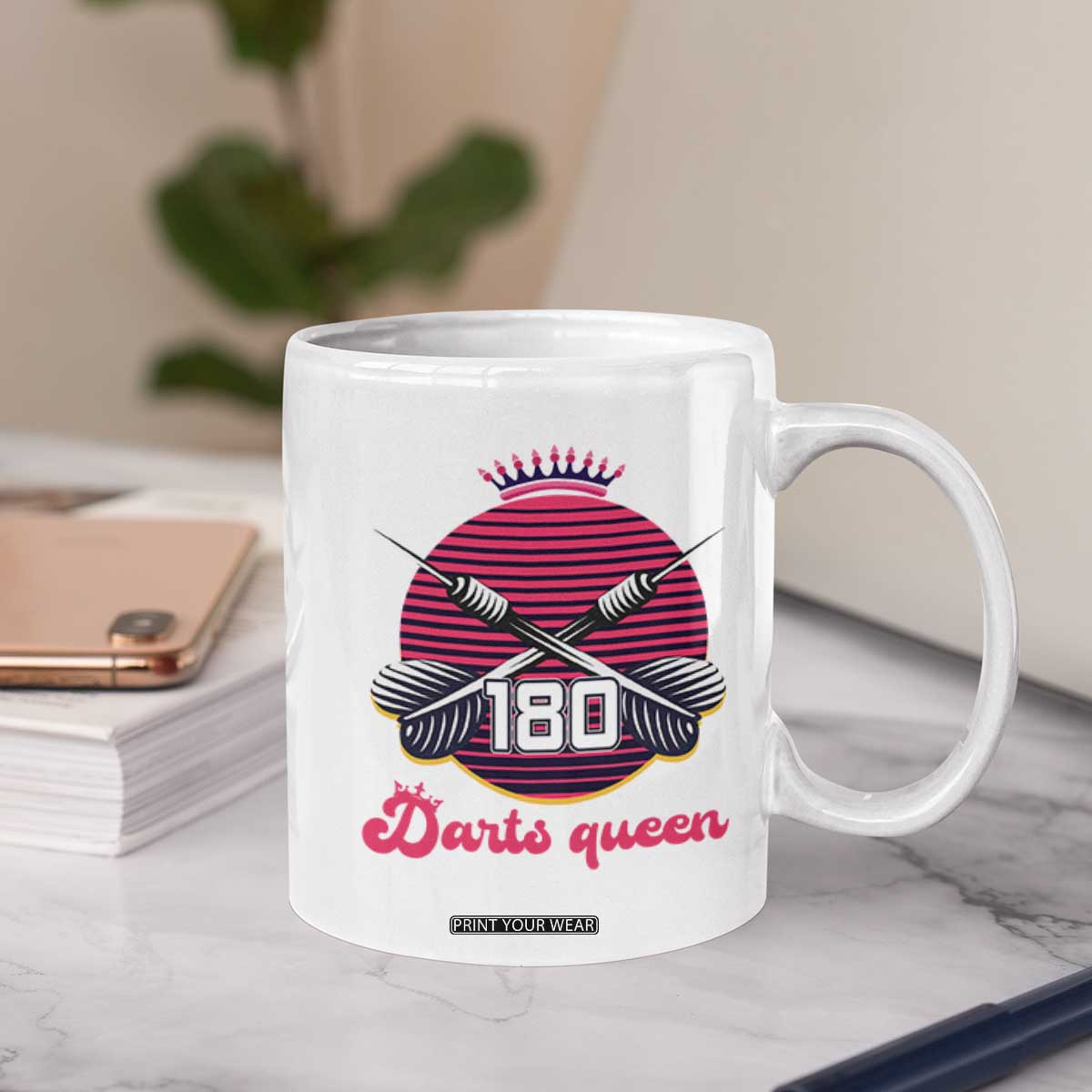 Darts Queen 180 Max Score Coffee Mug Funny Bullseye Shooter Gift TS12 Print Your Wear