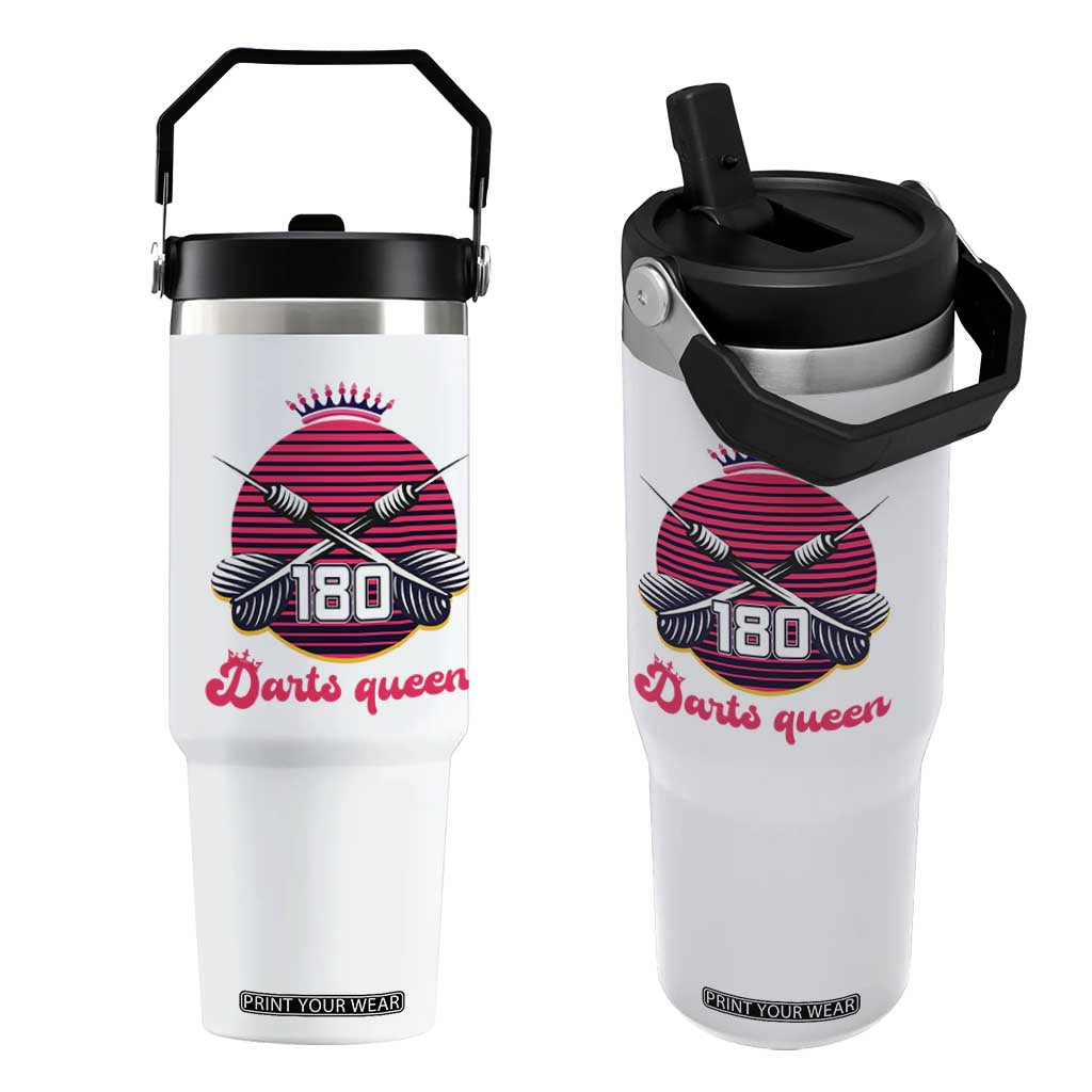 Darts Queen 180 Max Score Flip Straw Tumbler Funny Bullseye Shooter Gift TS12 One Size: 30 oz White Print Your Wear
