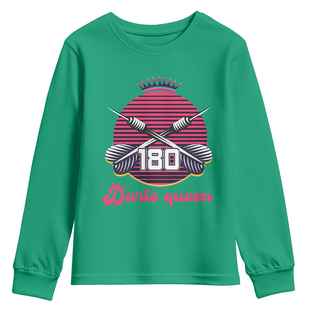 Darts Queen 180 Max Score Youth Sweatshirt Funny Bullseye Shooter Gift TS12 Irish Green Print Your Wear