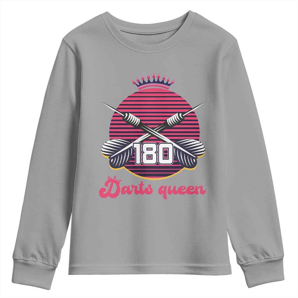 Darts Queen 180 Max Score Youth Sweatshirt Funny Bullseye Shooter Gift TS12 Sport Gray Print Your Wear