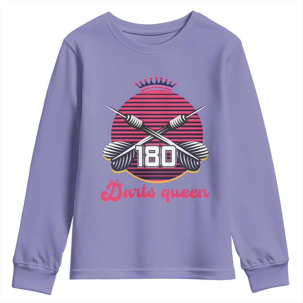 Darts Queen 180 Max Score Youth Sweatshirt Funny Bullseye Shooter Gift TS12 Violet Print Your Wear