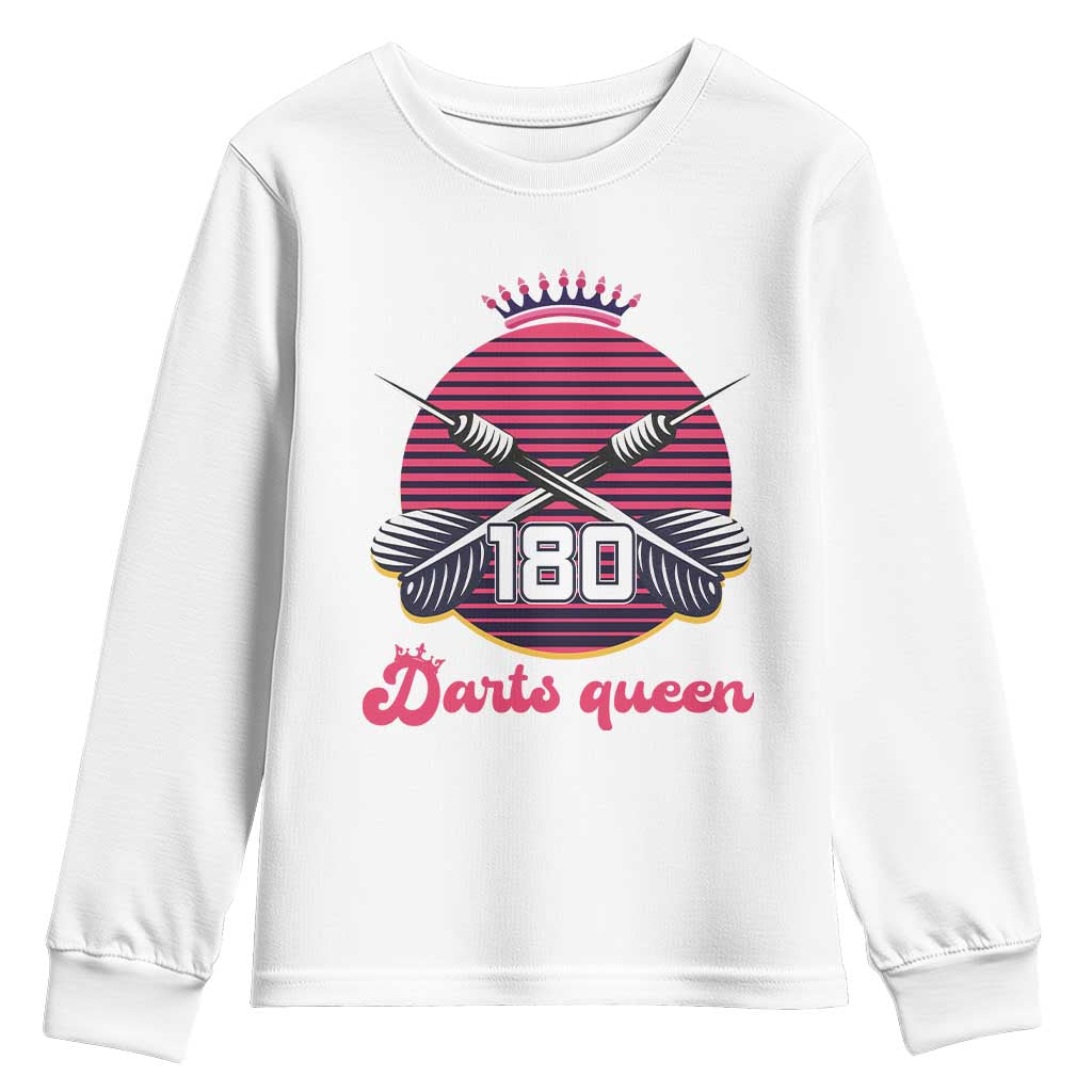Darts Queen 180 Max Score Youth Sweatshirt Funny Bullseye Shooter Gift TS12 White Print Your Wear