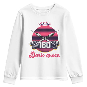 Darts Queen 180 Max Score Youth Sweatshirt Funny Bullseye Shooter Gift TS12 White Print Your Wear