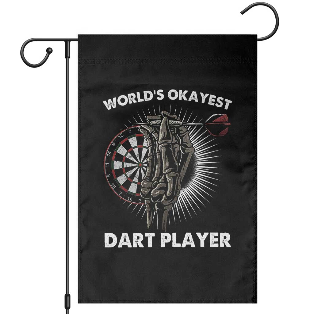 World's Okayest Dart Player Garden Flag Funny Bullseye Shooter Gift TS12 Black Print Your Wear