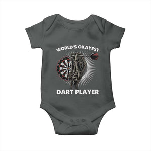 World's Okayest Dart Player Baby Onesie Funny Bullseye Shooter Gift TS12 Dark Heather Print Your Wear