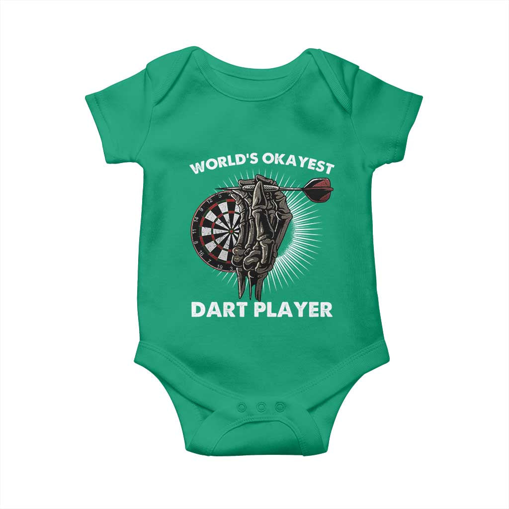 World's Okayest Dart Player Baby Onesie Funny Bullseye Shooter Gift TS12 Irish Green Print Your Wear