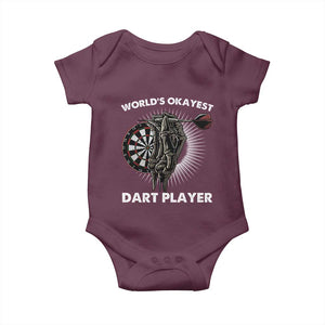 World's Okayest Dart Player Baby Onesie Funny Bullseye Shooter Gift TS12 Maroon Print Your Wear
