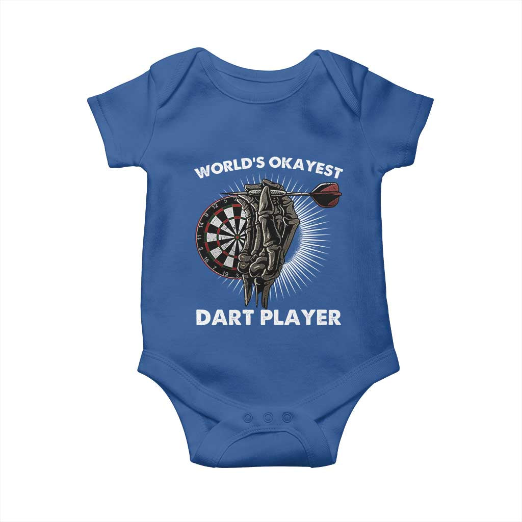 World's Okayest Dart Player Baby Onesie Funny Bullseye Shooter Gift TS12 Royal Blue Print Your Wear