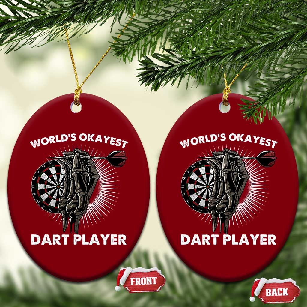 World's Okayest Dart Player Ceramic Ornament Funny Bullseye Shooter Gift TS12 Print Your Wear
