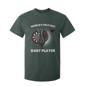 World's Okayest Dart Player T Shirt For Kid Funny Bullseye Shooter Gift TS12 Dark Forest Green Print Your Wear