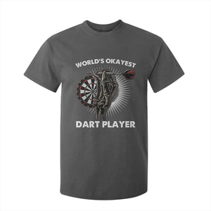 World's Okayest Dart Player T Shirt For Kid Funny Bullseye Shooter Gift TS12 Dark Heather Print Your Wear