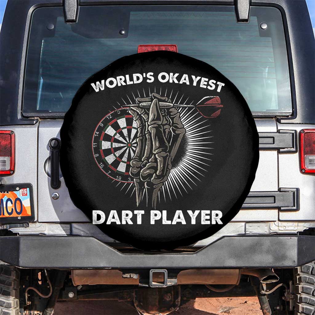World's Okayest Dart Player Spare Tire Cover Funny Bullseye Shooter Gift TS12 No hole Black Print Your Wear