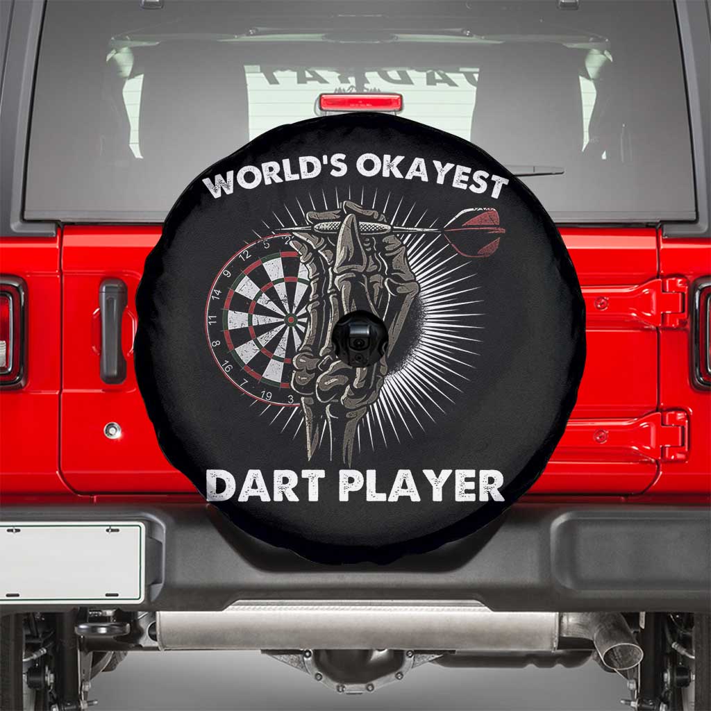 World's Okayest Dart Player Spare Tire Cover Funny Bullseye Shooter Gift TS12 Black Print Your Wear