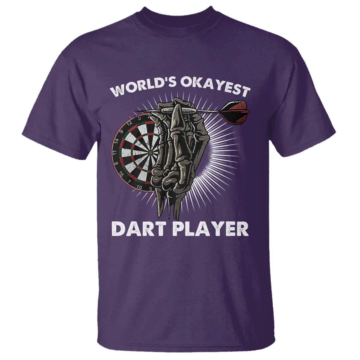 World's Okayest Dart Player T Shirt Funny Bullseye Shooter Gift TS12 Purple Print Your Wear