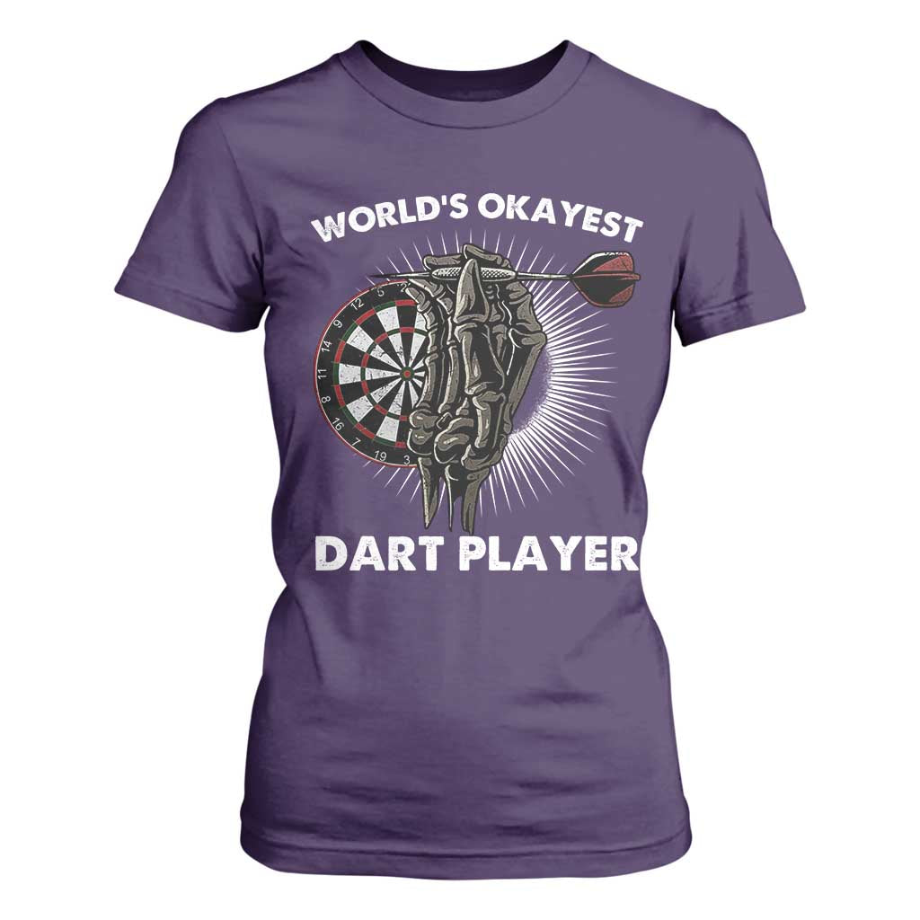 World's Okayest Dart Player T Shirt For Women Funny Bullseye Shooter Gift TS12 Purple Print Your Wear