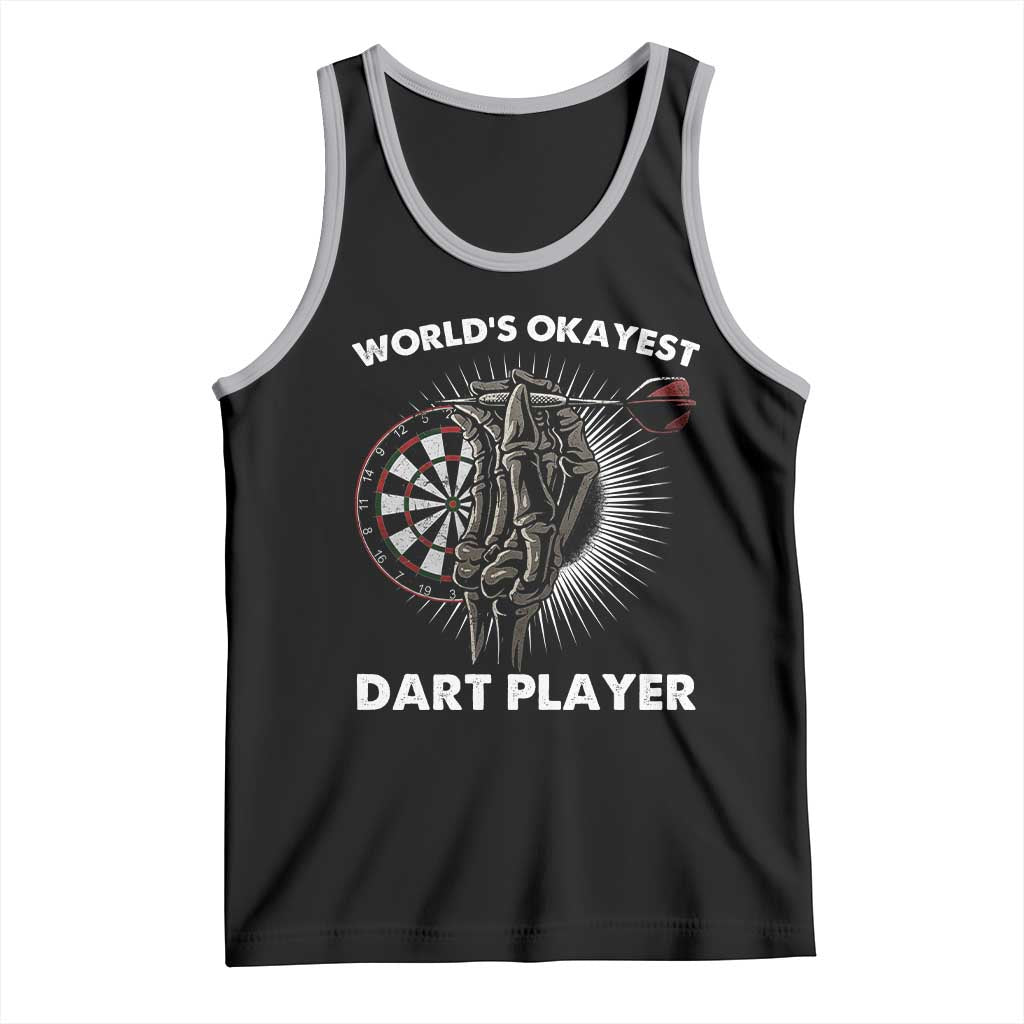 World's Okayest Dart Player Tank Top Funny Bullseye Shooter Gift TS12 Black Athletic Heather Print Your Wear