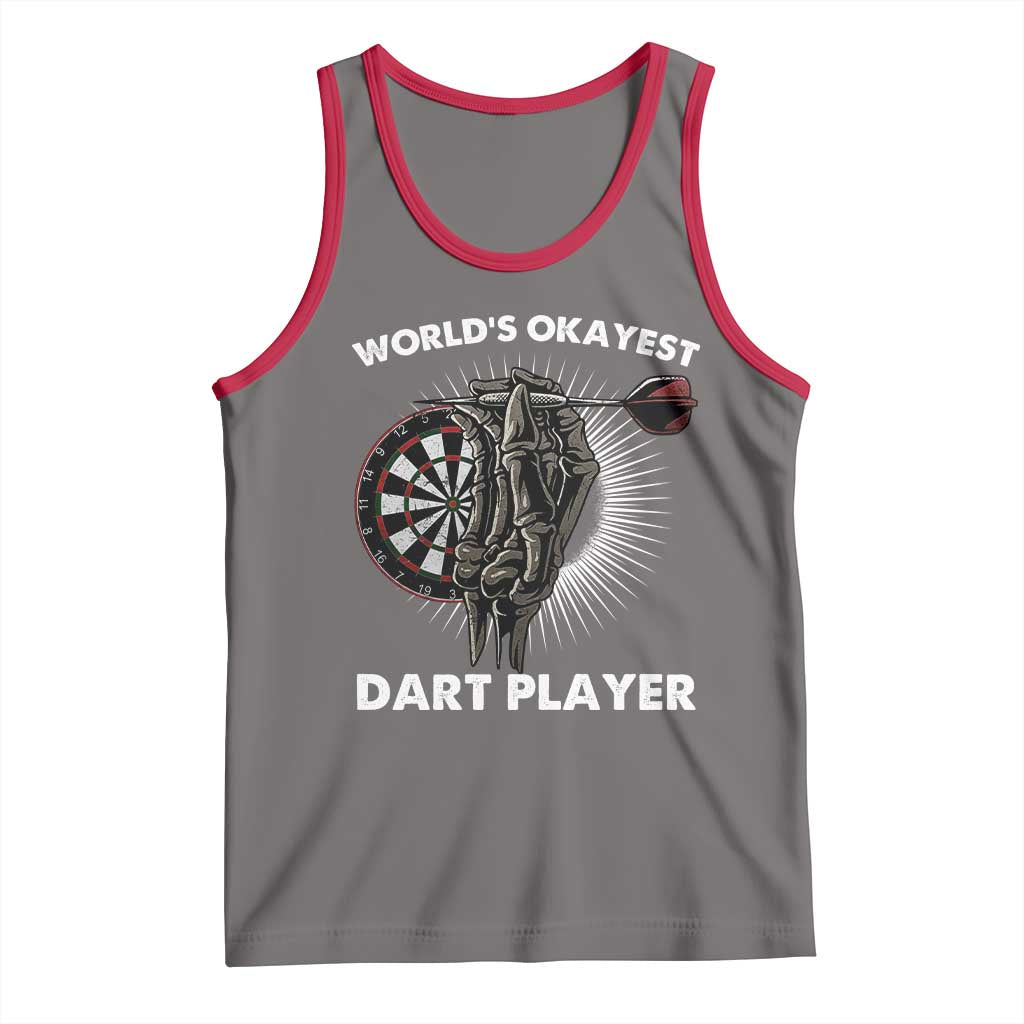 World's Okayest Dart Player Tank Top Funny Bullseye Shooter Gift TS12 Deep Heather Red Print Your Wear