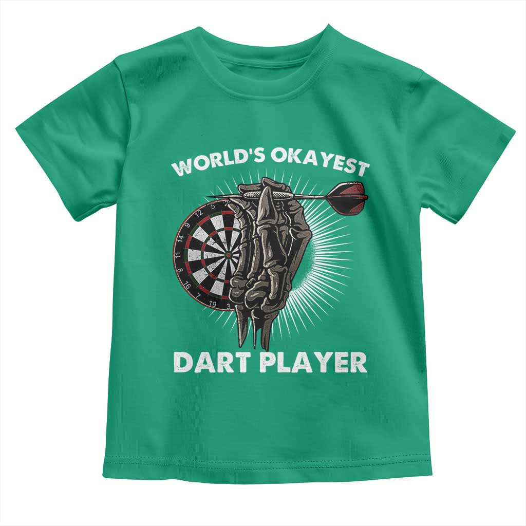 World's Okayest Dart Player Toddler T Shirt Funny Bullseye Shooter Gift TS12 Irish Green Print Your Wear
