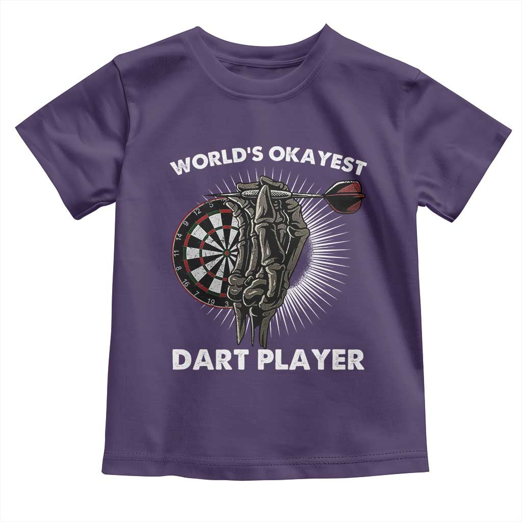 World's Okayest Dart Player Toddler T Shirt Funny Bullseye Shooter Gift TS12 Purple Print Your Wear