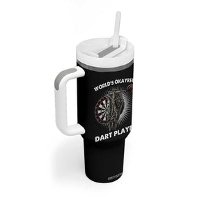 World's Okayest Dart Player Tumbler With Handle Funny Bullseye Shooter Gift TS12 Print Your Wear