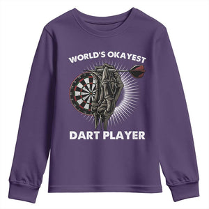 World's Okayest Dart Player Youth Sweatshirt Funny Bullseye Shooter Gift TS12 Purple Print Your Wear