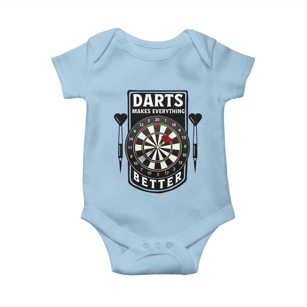 Darts Makes Everything Better Baby Onesie Darts Lover Gift TS12 Light Blue Print Your Wear