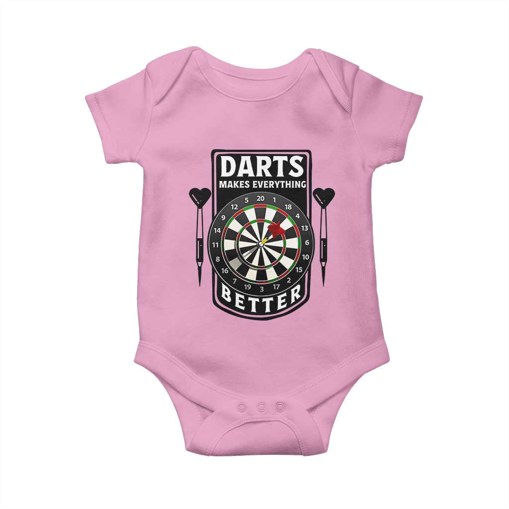Darts Makes Everything Better Baby Onesie Darts Lover Gift TS12 Light Pink Print Your Wear