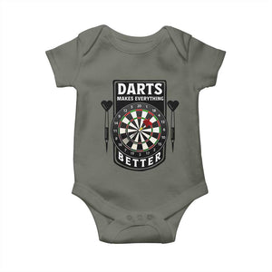 Darts Makes Everything Better Baby Onesie Darts Lover Gift TS12 Military Green Print Your Wear