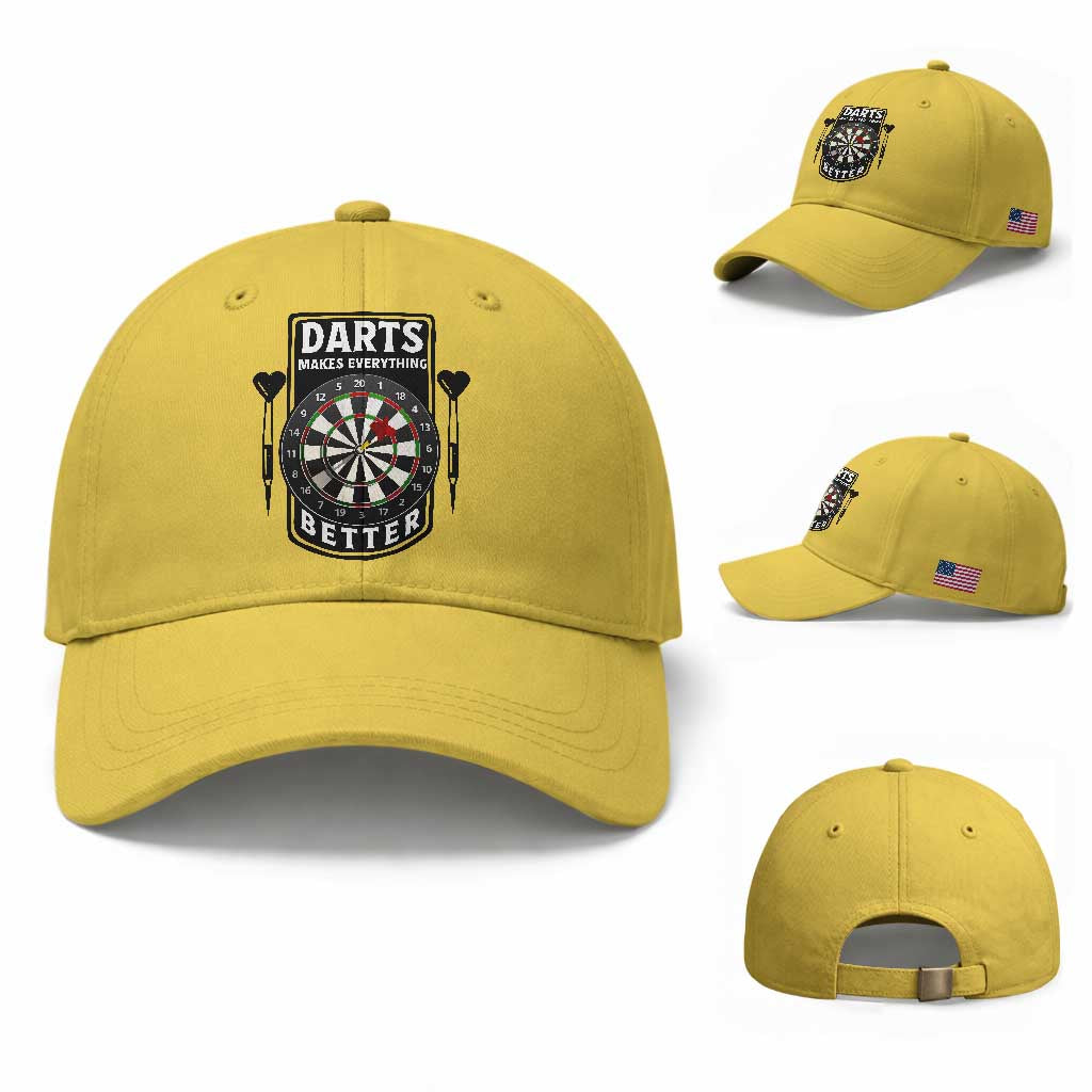 Darts Makes Everything Better Baseball Cap Darts Lover Gift TS12 Baseball Cap Universal Fit Yellow Print Your Wear