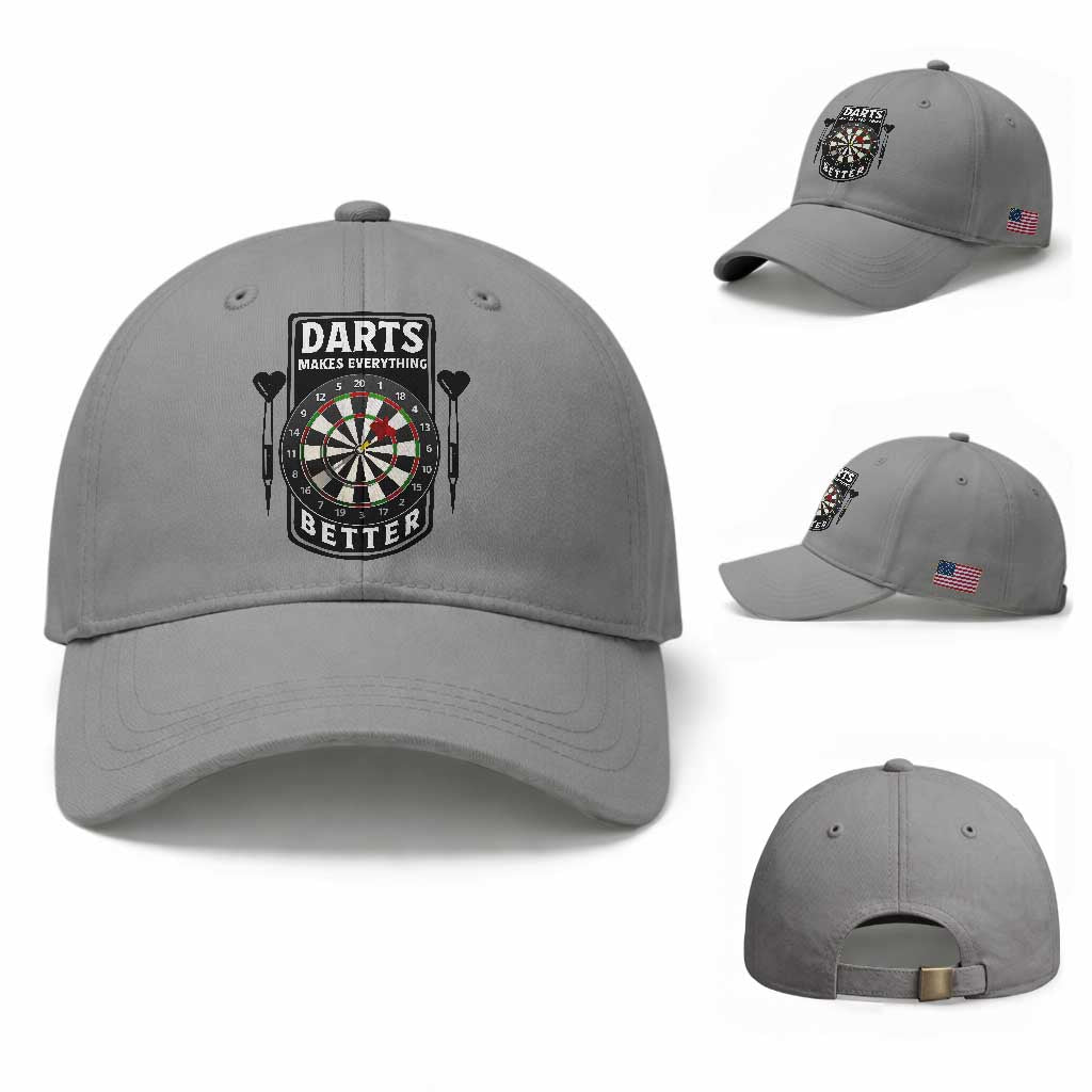 Darts Makes Everything Better Baseball Cap Darts Lover Gift TS12 Baseball Cap Universal Fit Sport Gray Print Your Wear