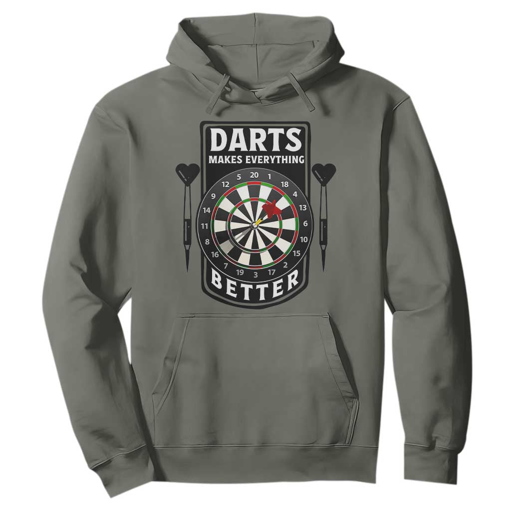 Darts Makes Everything Better Hoodie Darts Lover Gift TS12 Military Green Print Your Wear
