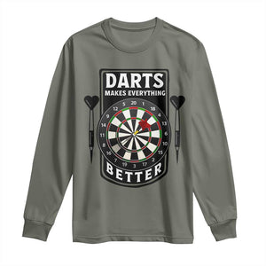 Darts Makes Everything Better Long Sleeve Shirt Darts Lover Gift TS12 Military Green Print Your Wear