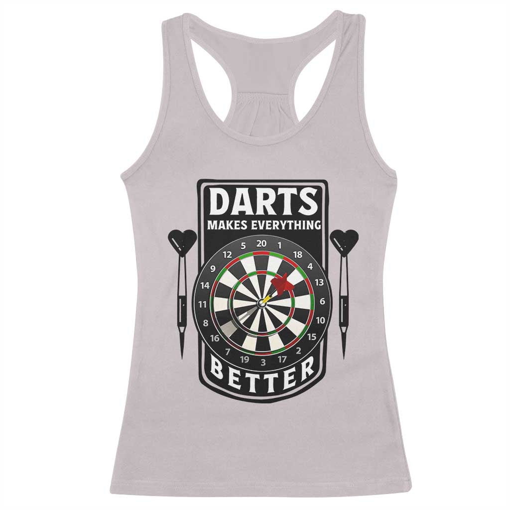 Darts Makes Everything Better Racerback Tank Top Darts Lover Gift TS12 Ice Gray Print Your Wear