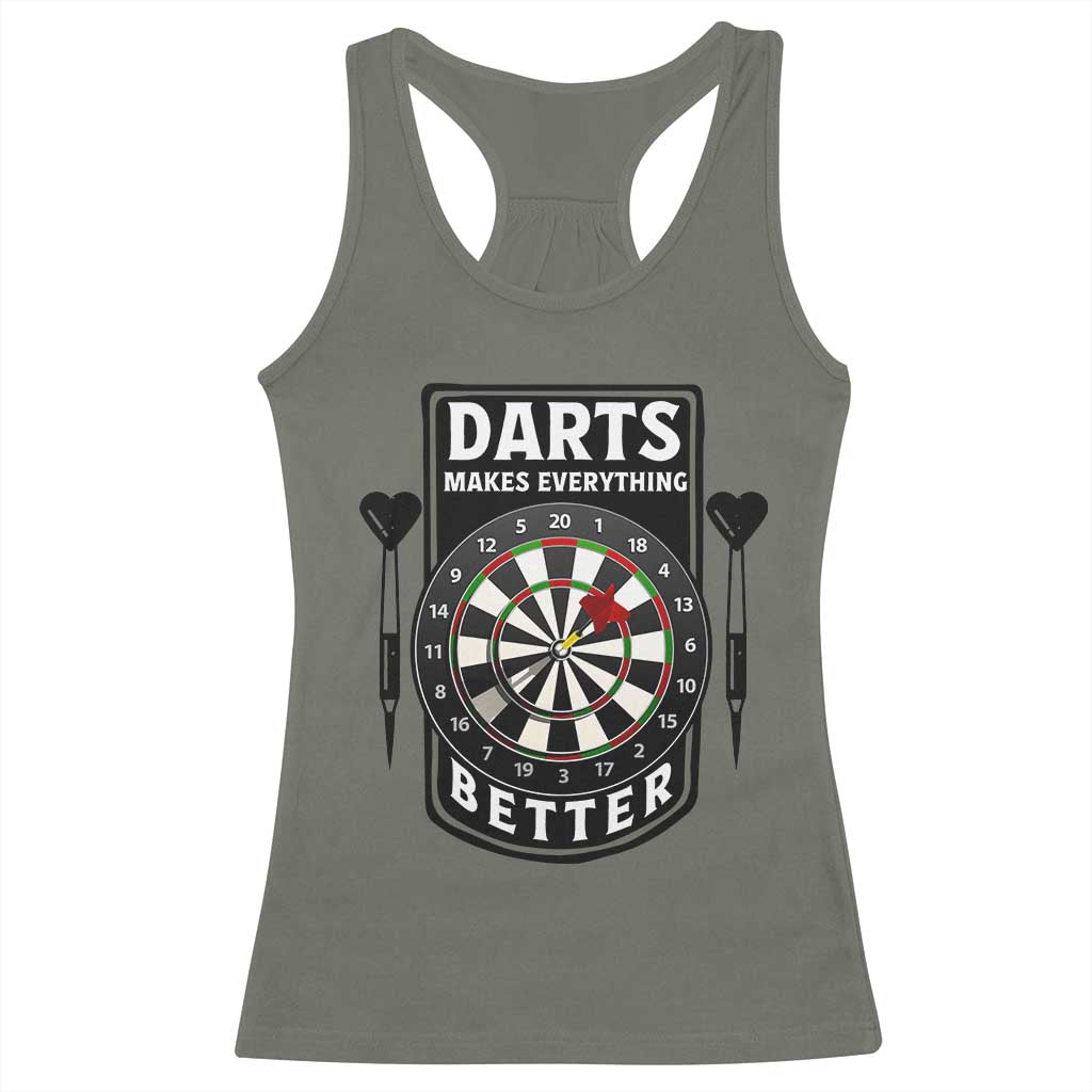 Darts Makes Everything Better Racerback Tank Top Darts Lover Gift TS12 Military Green Print Your Wear
