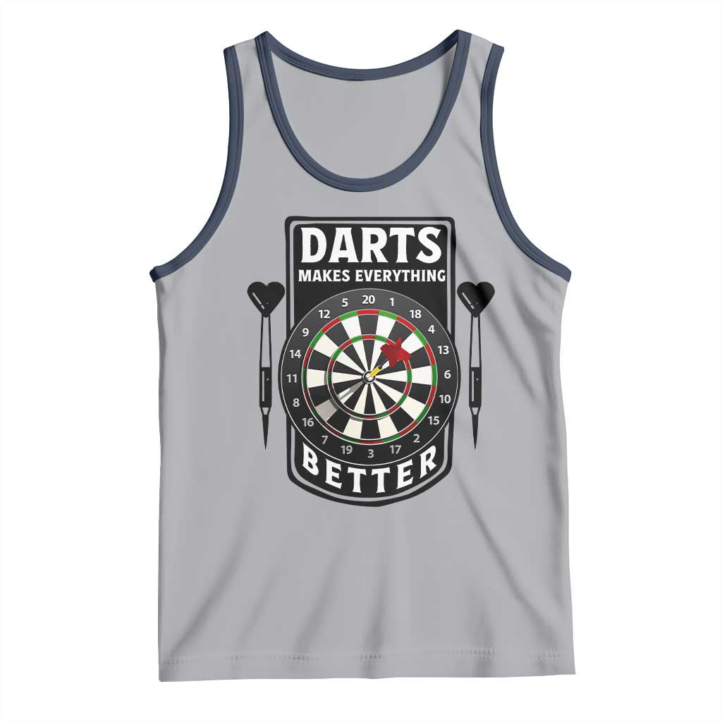 Darts Makes Everything Better Tank Top Darts Lover Gift TS12 Athletic Heather Navy Print Your Wear