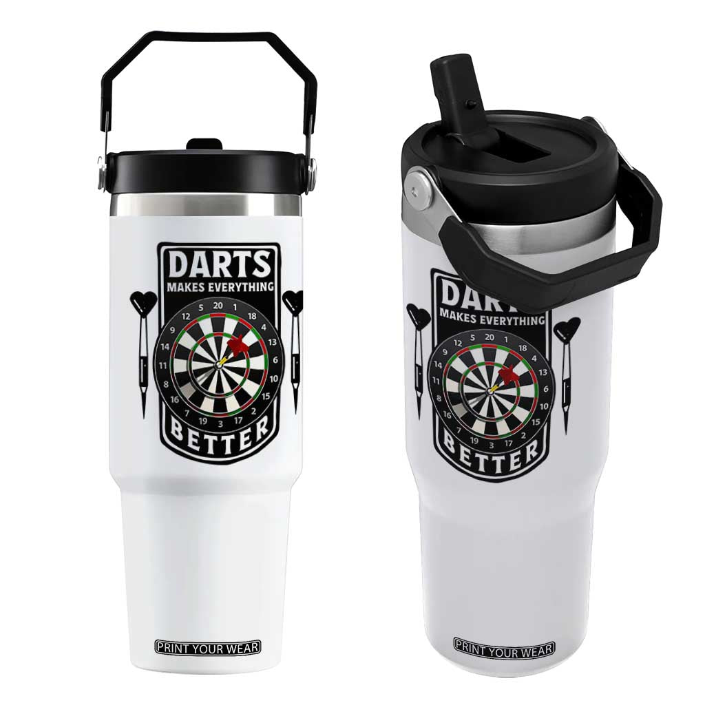 Darts Makes Everything Better Flip Straw Tumbler Darts Lover Gift TS12 One Size: 30 oz White Print Your Wear