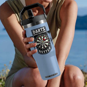 Darts Makes Everything Better Flip Straw Tumbler Darts Lover Gift TS12 One Size: 30 oz Light Blue Print Your Wear