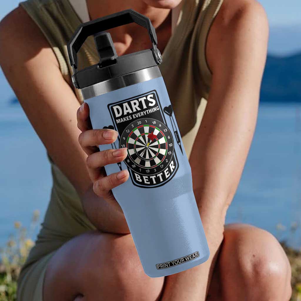 Darts Makes Everything Better Flip Straw Tumbler Darts Lover Gift TS12 One Size: 30 oz Light Blue Print Your Wear