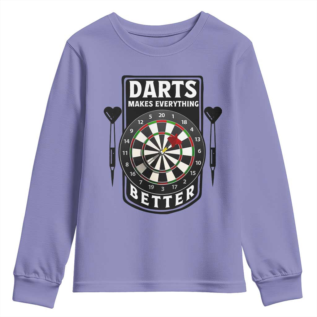 Darts Makes Everything Better Youth Sweatshirt Darts Lover Gift TS12 Violet Print Your Wear