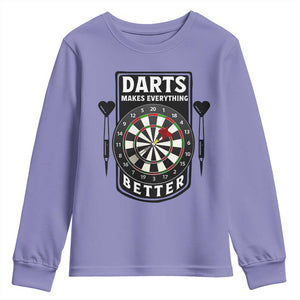 Darts Makes Everything Better Youth Sweatshirt Darts Lover Gift TS12 Violet Print Your Wear