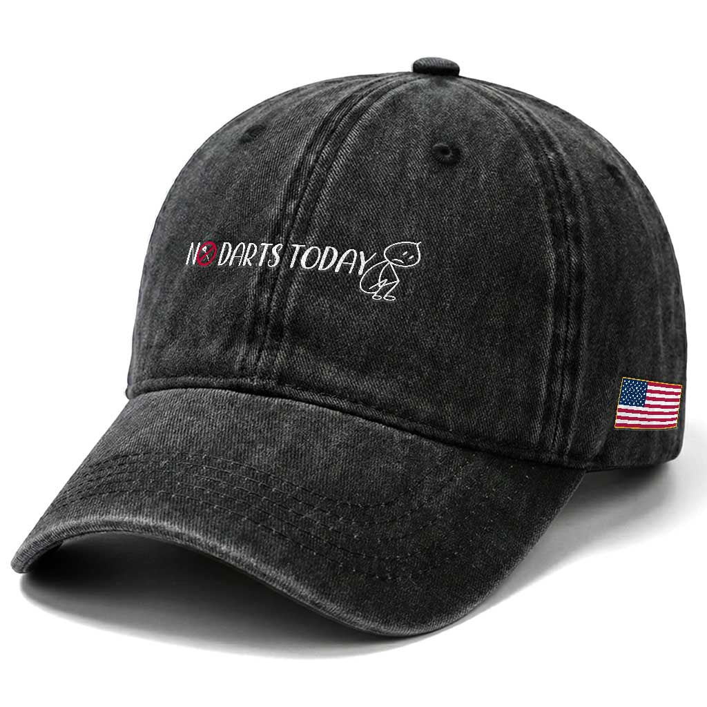 No Dart Today Washed Cotton Baseball Cap Funny Dart Player Gift TS12 Print Your Wear