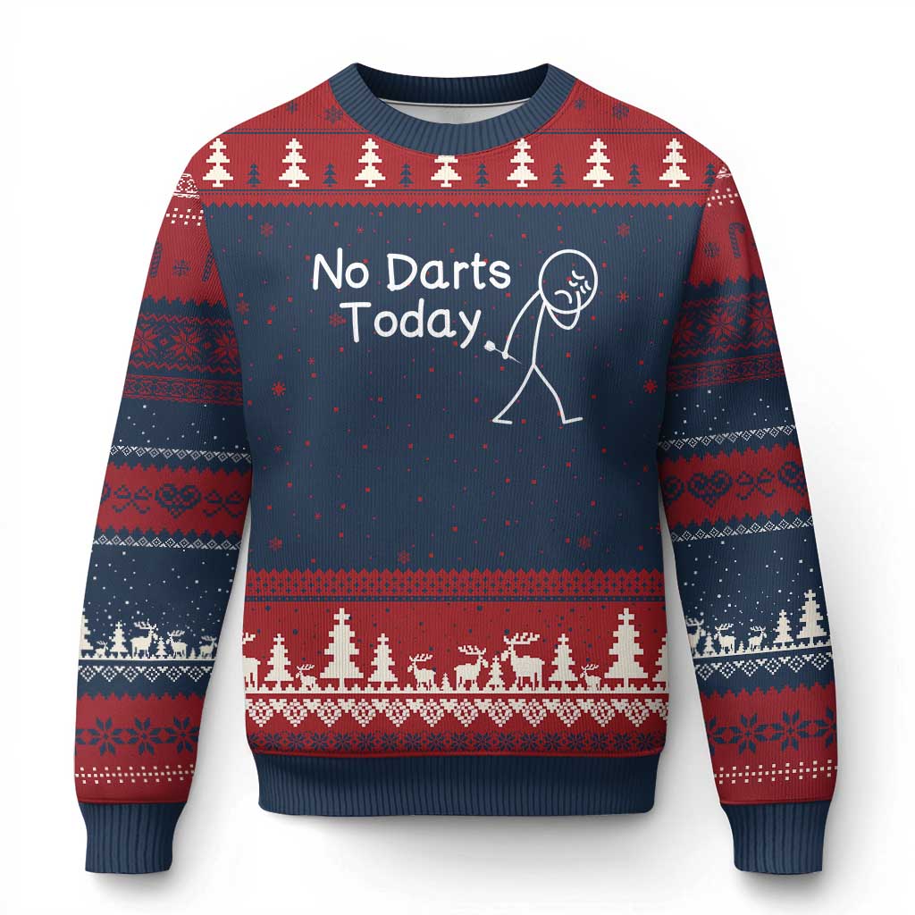 Funny No Dart Today Ugly Christmas Sweater Darts Enthusiast Gift TS12 Navy Red Print Your Wear