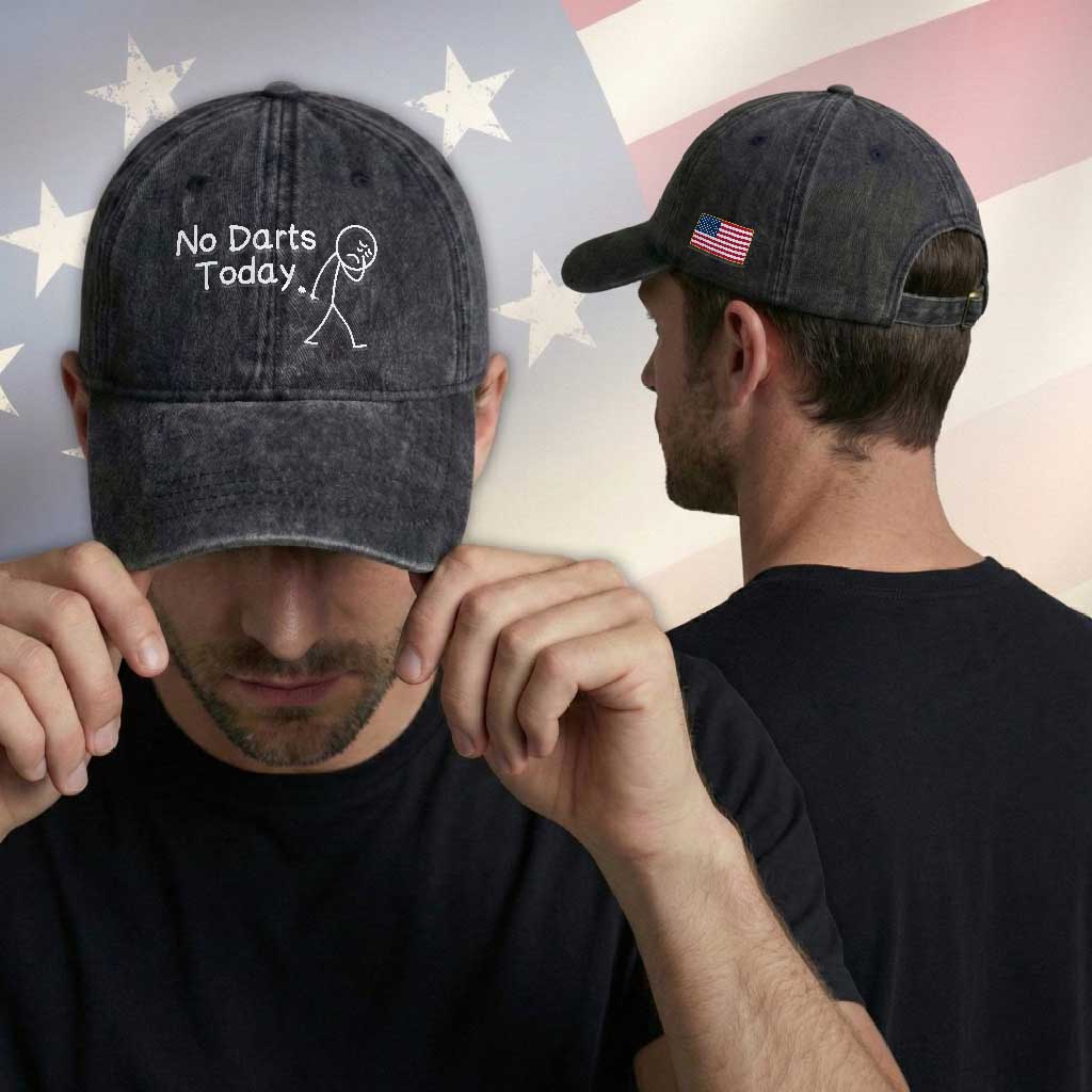 Funny No Dart Today Washed Cotton Baseball Cap Darts Enthusiast Gift TS12 Print Your Wear